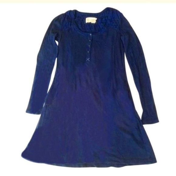 $118 Anthropologie Thermal Chemise / Dress XSmall 0 2 Navy Blue Comfy Soft Modal - Picture 10 of 16